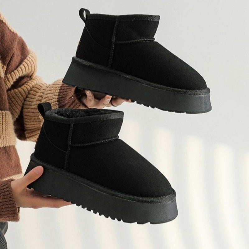 Women's Winter Plush Snow Boots – Cozy Suede Fur-Lined Chelsea Ankle & Platform Flats