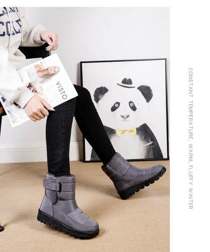 Women's Waterproof Winter Snow Boots – 2025 New Faux Fur Long Plush Platform Ankle Boots with Warm Cotton Lining