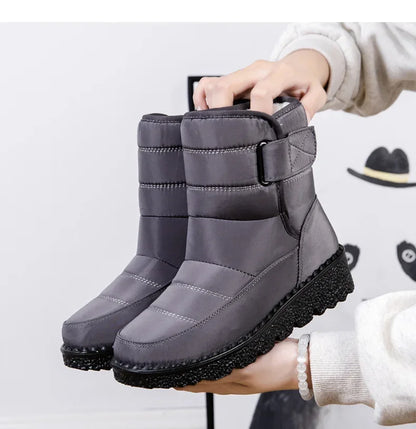 Women's Waterproof Winter Snow Boots – 2025 New Faux Fur Long Plush Platform Ankle Boots with Warm Cotton Lining