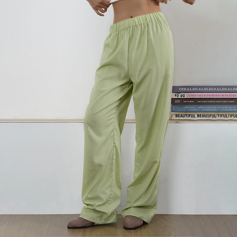 Nova moda listrado impressão calça longa feminina cintura elástica cordão ca