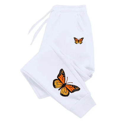 Butterfly Print Women’s Sweatpants - Trendy Casual Joggers, Versatile and Soft Elastic-Waist Streetwear