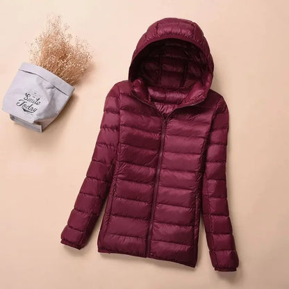 Women's Warm Quilted Cotton Hooded Jacket, Short Parka with High Collar, Oversized Coat, Fall & Winter Tops, New