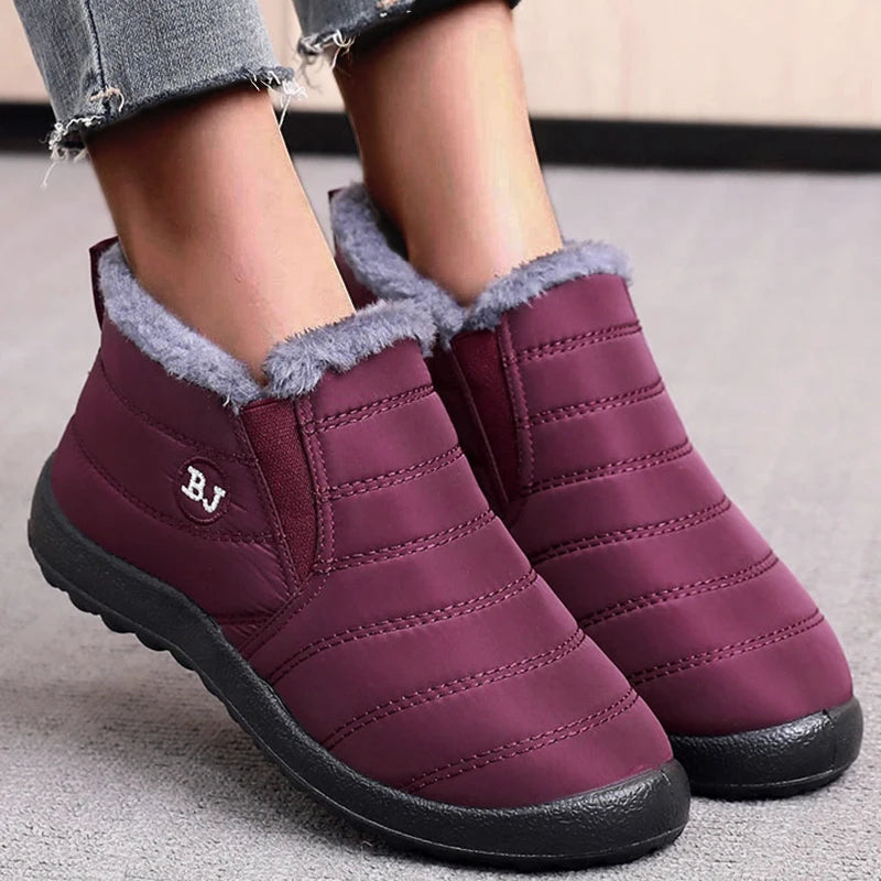 Women's Winter Snow Boots – Waterproof Slip-On Platform Ankle Booties for Casual Chic Style