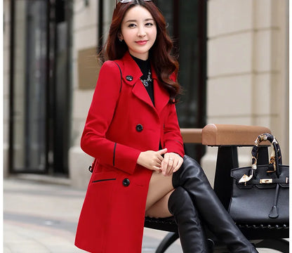 Autumn Winter Women Wool Coat 2024 Ladies Woolen Long Coat Female Fashion Slim-f