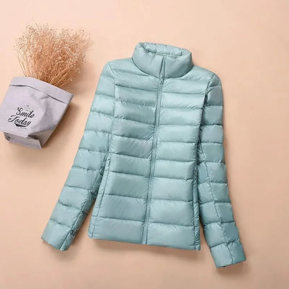 Women's Warm Quilted Cotton Hooded Jacket, Short Parka with High Collar, Oversized Coat, Fall & Winter Tops, New