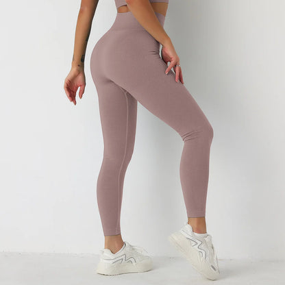 Seamless Scrunch Butt Yoga Leggings for Women - High-Waist Solid Color Gym Fitness Tights