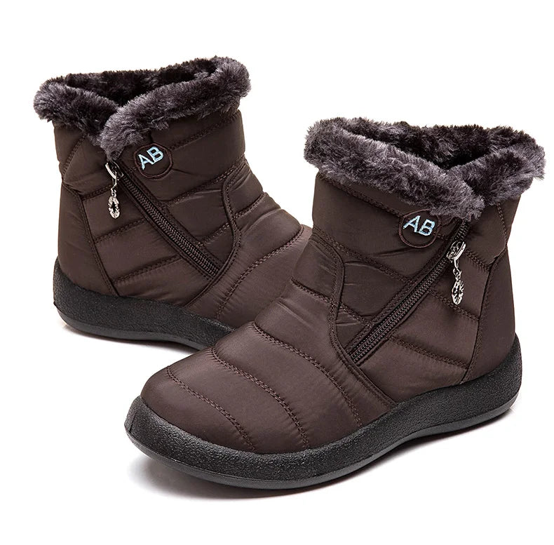 Women's Winter Fur-Lined Snow Boots – Ultra Warm Low-Heel Ankle Booties for Cold Weather