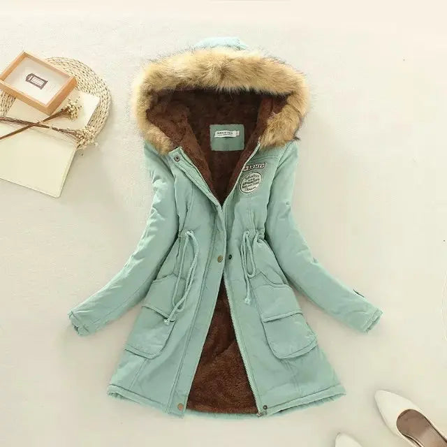 Lightweight Quilted Cotton Jacket for Women - Casual Hooded Parka, Warm Coat for