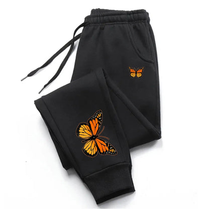 Butterfly Print Women’s Sweatpants - Trendy Casual Joggers, Versatile and Soft Elastic-Waist Streetwear