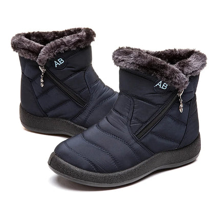 Women's Winter Fur-Lined Snow Boots – Ultra Warm Low-Heel Ankle Booties for Cold Weather