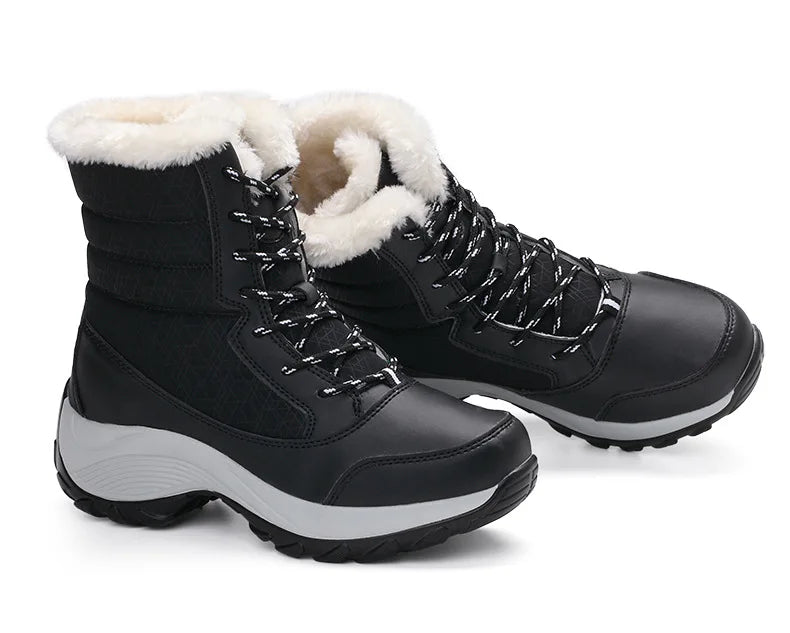 Women's Winter Snow Boots – Waterproof, Non-Slip Platform with Fur-Lined Ankle & Thigh-High Wedge Design