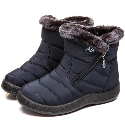 Women's Winter Fur-Lined Snow Boots – Ultra Warm Low-Heel Ankle Booties for Cold Weather