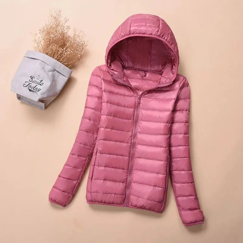 Women's Warm Quilted Cotton Hooded Jacket, Short Parka with High Collar, Oversized Coat, Fall & Winter Tops, New