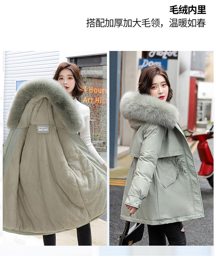 Women's Long Wool Parka with Hood and Fur Collar - Slim Quilted Coat, Warm Winter Fashion for Snow, New 2023