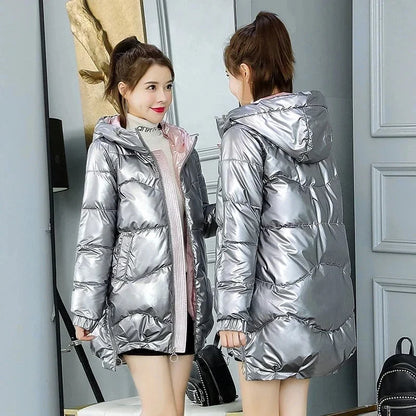 Women's Hooded Overcoat with Fur Collar, Thick Quilted Jacket, Warm Cotton Parka, New Winter Coat 2022