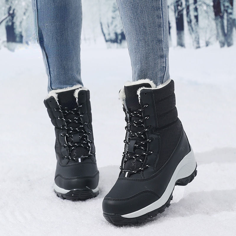 Women's Winter Snow Boots – Waterproof, Non-Slip Platform with Fur-Lined Ankle & Thigh-High Wedge Design