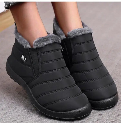 Women's Winter Snow Boots – Waterproof Slip-On Platform Ankle Booties for Casual Chic Style