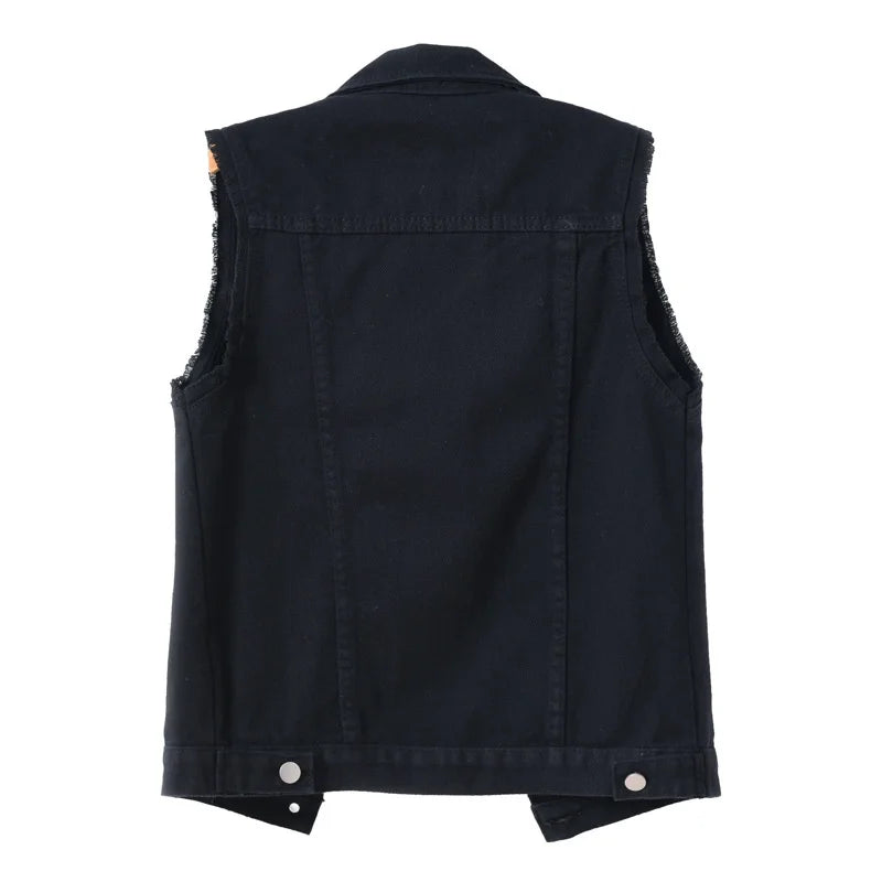 Multi-colour Denim Vest Jacket Women Short Waistcoat Oversize S-7XL Sleeveless C