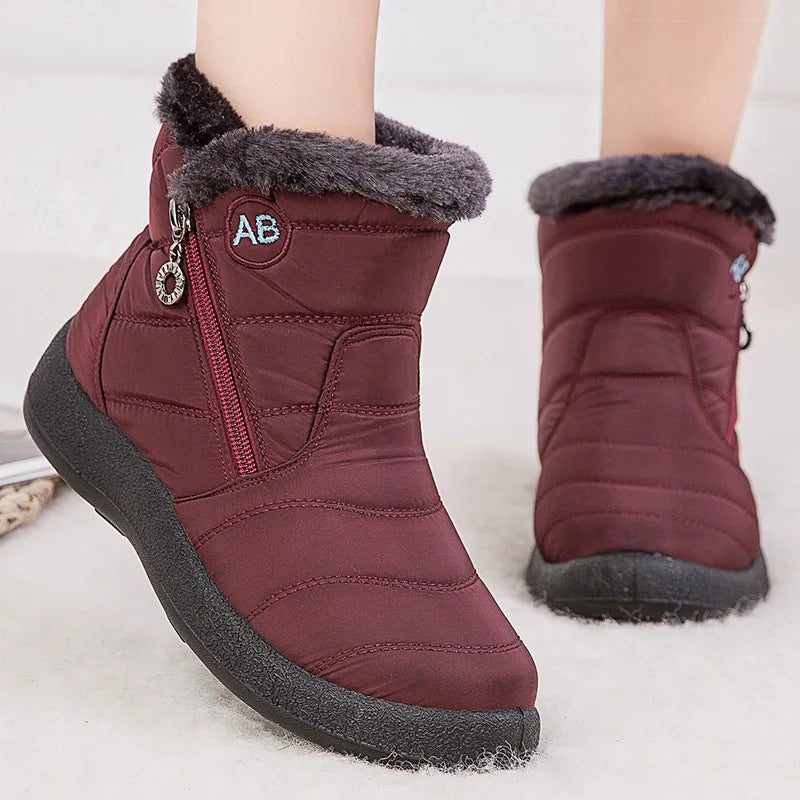 Women's Winter Fur-Lined Snow Boots – Ultra Warm Low-Heel Ankle Booties for Cold Weather