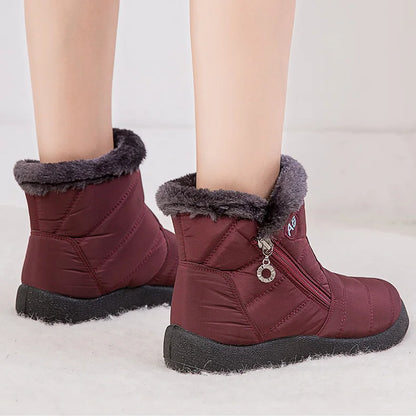 Women's Winter Fur-Lined Snow Boots – Ultra Warm Low-Heel Ankle Booties for Cold Weather