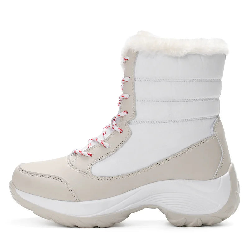 Women's Winter Snow Boots – Waterproof, Non-Slip Platform with Fur-Lined Ankle & Thigh-High Wedge Design