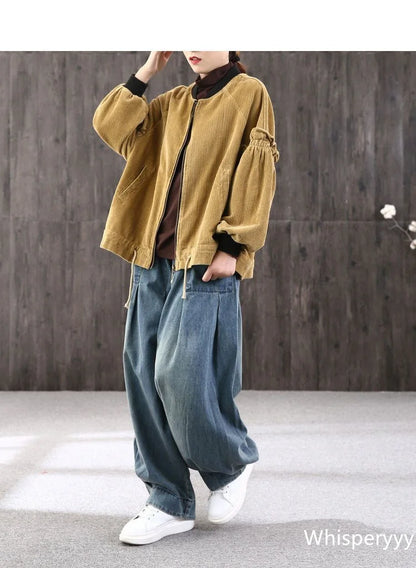 2023 New Loose Large Size Denim Wide Leg Haren Pants Female Art With Chinese Style Casual Sagging Jeans Bloomers Woman Clothing