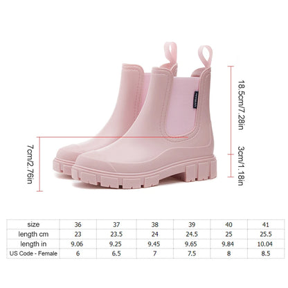 Women's Waterproof Chelsea Boots – New Elastic-Mouth Ankle & Mid-Top Rain Shoes, Non-Slip for Indoor & Outdoor Use