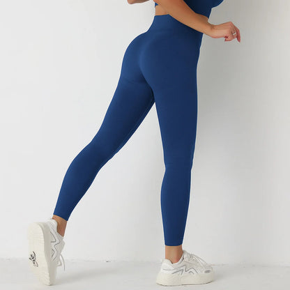 Seamless Scrunch Butt Yoga Leggings for Women - High-Waist Solid Color Gym Fitness Tights