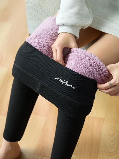 Thicken Leggings Women Threaded Slim Winter Warm Thick Legging High Waist Elastic Fleece Thermo Leggings Woman Casual Tights