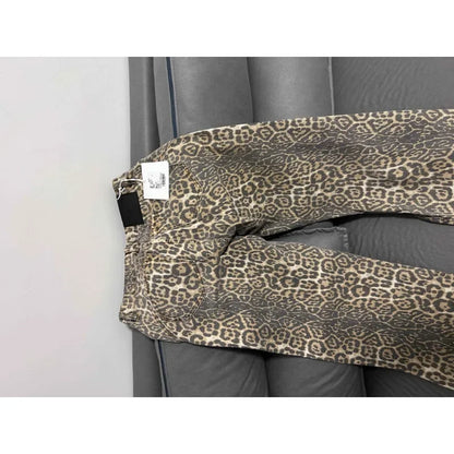 Wide-Leg High-Waisted Leopard Print Retro Jeans for Women, Y2K Oversized Casual Pants, Spring 2024