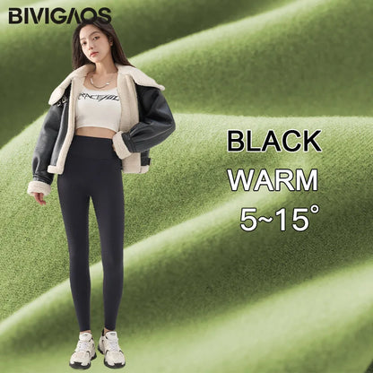 BIVIGAOS - High-Waist Seamless Shark Skin Leggings for Women