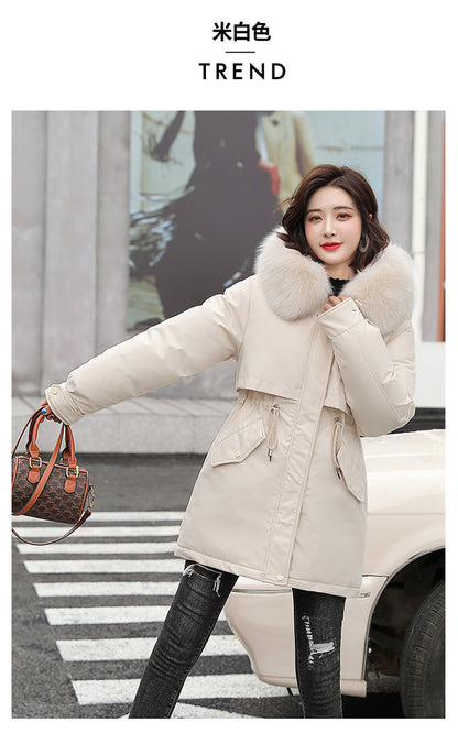 Women's Long Wool Parka with Hood and Fur Collar - Slim Quilted Coat, Warm Winter Fashion for Snow, New 2023