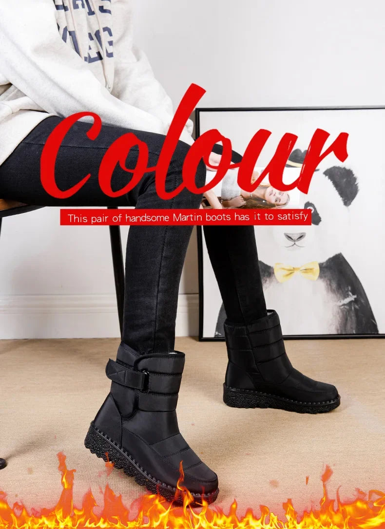 Women's Waterproof Winter Snow Boots – 2025 New Faux Fur Long Plush Platform Ankle Boots with Warm Cotton Lining