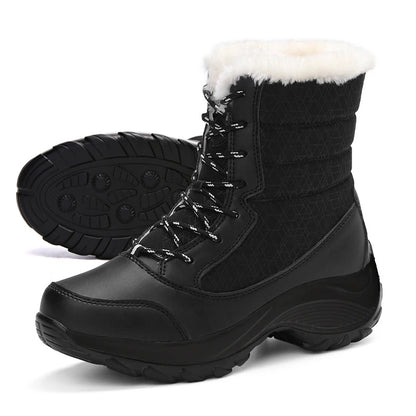 Women's Winter Snow Boots – Waterproof, Non-Slip Platform with Fur-Lined Ankle & Thigh-High Wedge Design