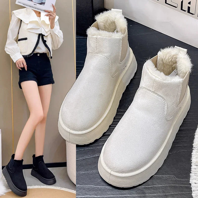 2024 Women's Winter Snow Boots – Plush, Waterproof, Non-Slip Slip-On Ankle Booties for Casual Elegance