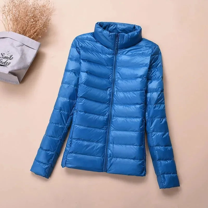 Women's Warm Quilted Cotton Hooded Jacket, Short Parka with High Collar, Oversized Coat, Fall & Winter Tops, New