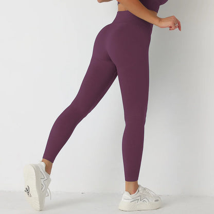 Seamless Scrunch Butt Yoga Leggings for Women - High-Waist Solid Color Gym Fitness Tights