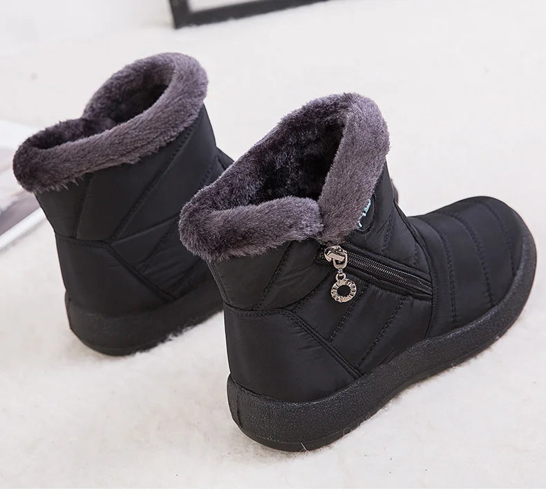 Women's Winter Fur-Lined Snow Boots – Ultra Warm Low-Heel Ankle Booties for Cold Weather