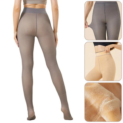 New Winter Warm Black Brown Leggings Sexy Thermal Pantyhose Women Fleece Tights Ladies Fake Translucent Thermal Stockings