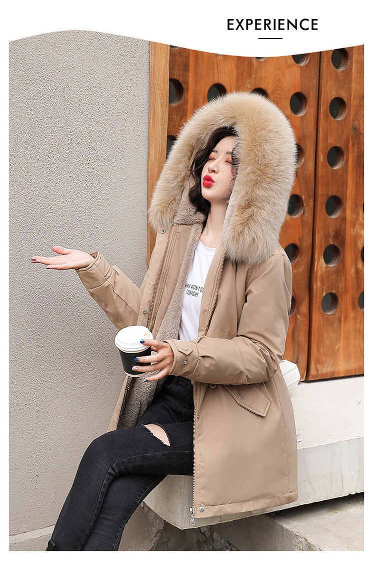 Women's Long Wool Parka with Hood and Fur Collar - Slim Quilted Coat, Warm Winter Fashion for Snow, New 2023