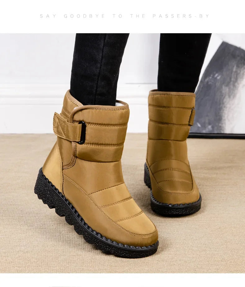 Women's Waterproof Winter Snow Boots – 2025 New Faux Fur Long Plush Platform Ankle Boots with Warm Cotton Lining