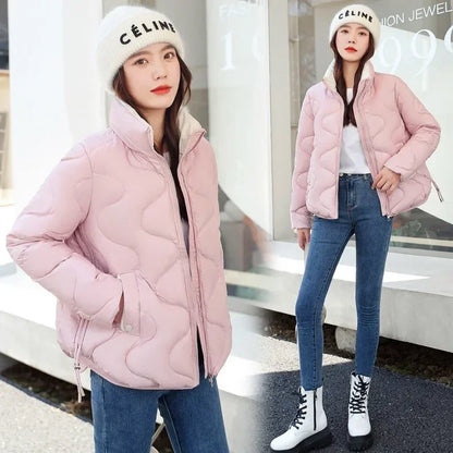 Women's Short Cotton Jacket, Thick Warm Coat, Casual Winter Outerwear, Loose Fit Short Parka, A12, New 2022