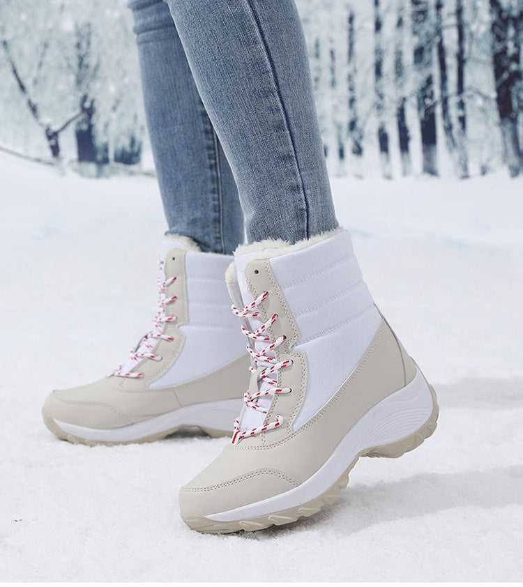 Women's Winter Snow Boots – Waterproof, Non-Slip Platform with Fur-Lined Ankle & Thigh-High Wedge Design