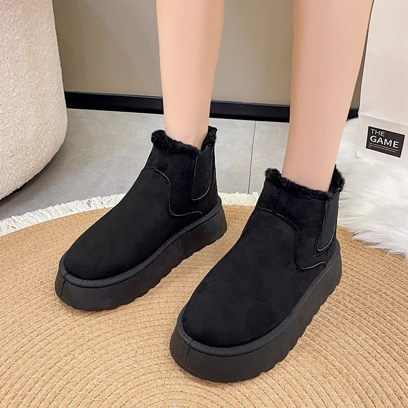 2024 Women's Winter Snow Boots – Plush, Waterproof, Non-Slip Slip-On Ankle Booties for Casual Elegance