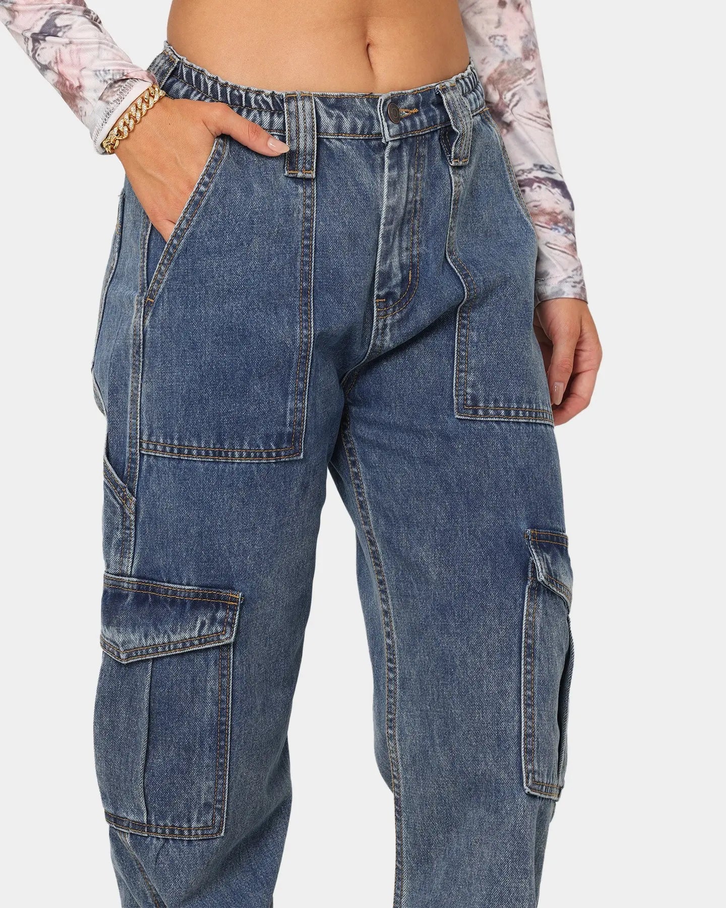 2023 New Y2K Women's High Waist Multi Pocket Cargo Jeans Fashion Loose Denim Wide Leg Pants Casual Female Trousers S-XL