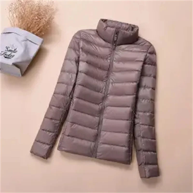 Women's Warm Quilted Cotton Hooded Jacket, Short Parka with High Collar, Oversized Coat, Fall & Winter Tops, New