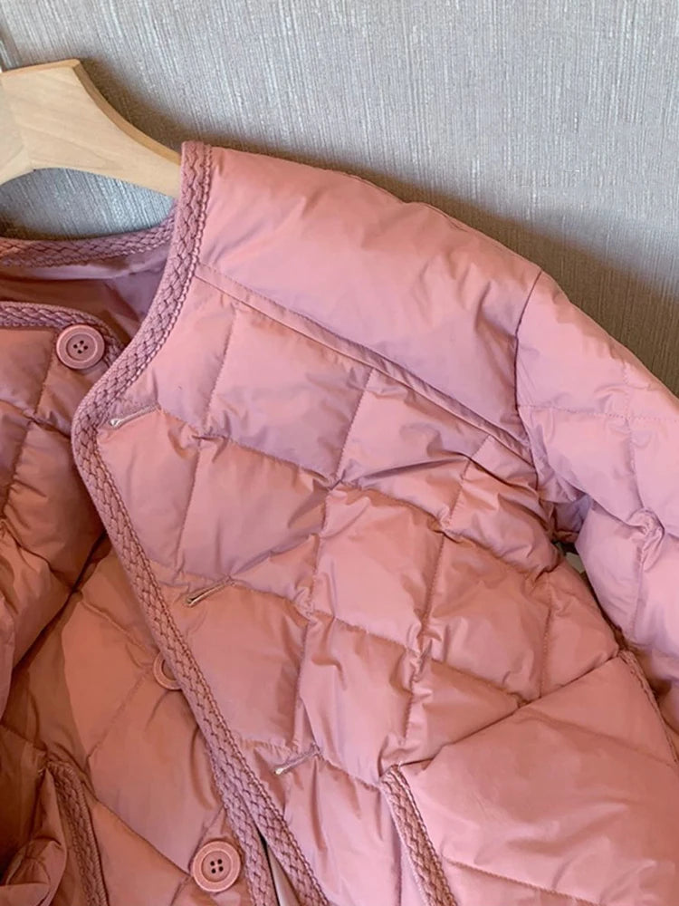 Parkas curtas acolchoadas de algodão para mulheres, fragrância pequena, jaquet