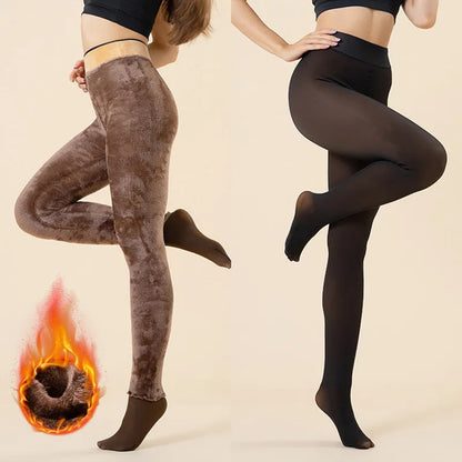 New Winter Warm Black Brown Leggings Sexy Thermal Pantyhose Women Fleece Tights Ladies Fake Translucent Thermal Stockings