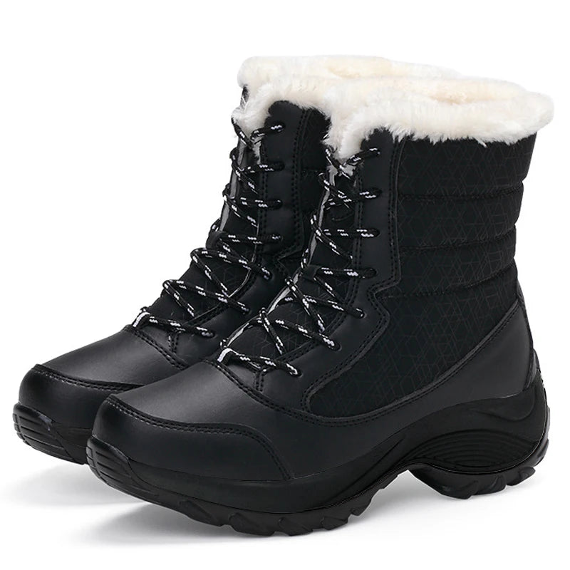 Women's Winter Snow Boots – Waterproof, Non-Slip Platform with Fur-Lined Ankle & Thigh-High Wedge Design