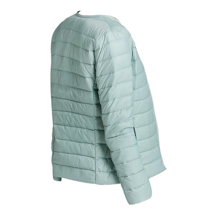 Casaco ultraleve acolchoado puffer feminino, jaqueta de pato, decote em O, decot